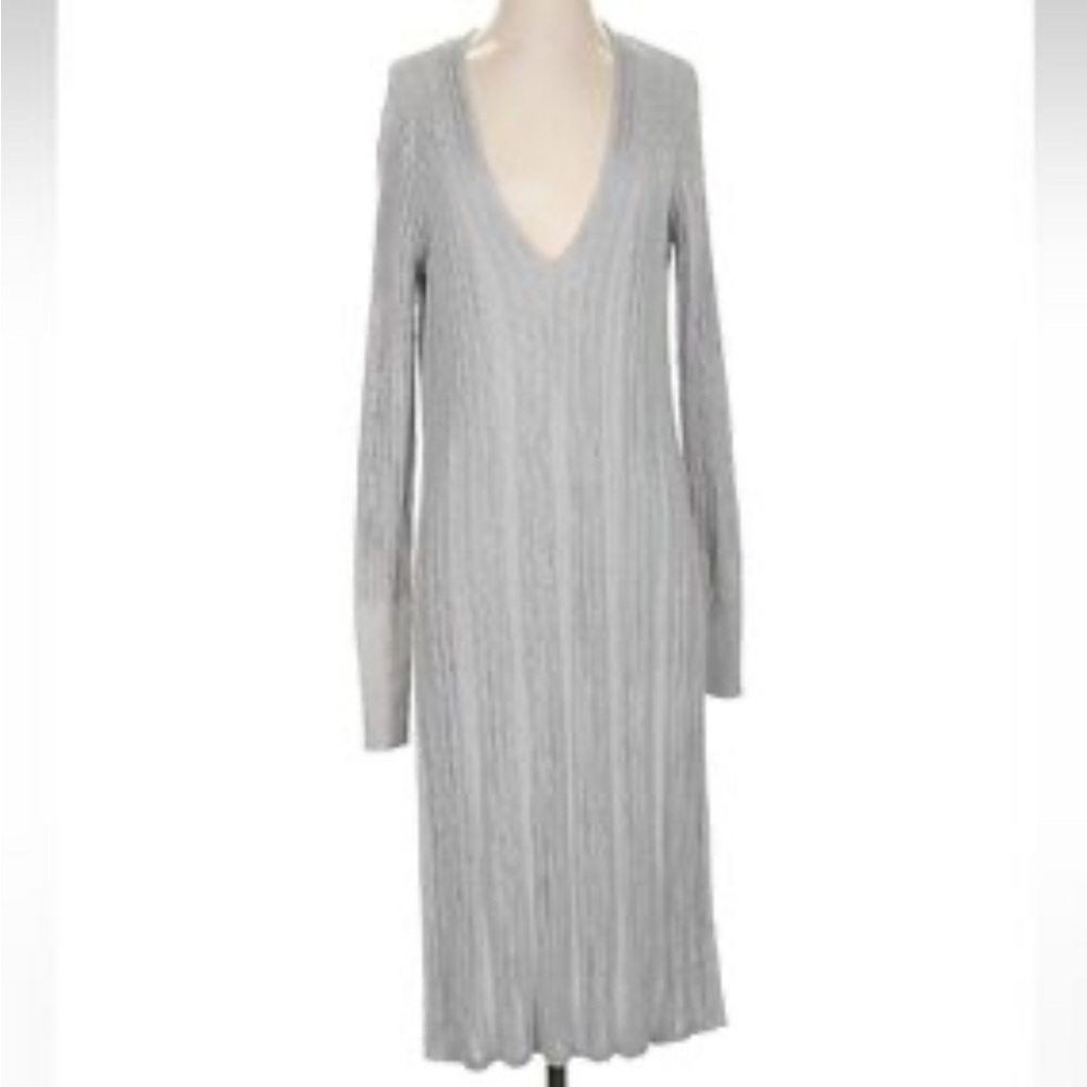 Free People Grey Light Ribbed Knot Sweater Tunic Dress
